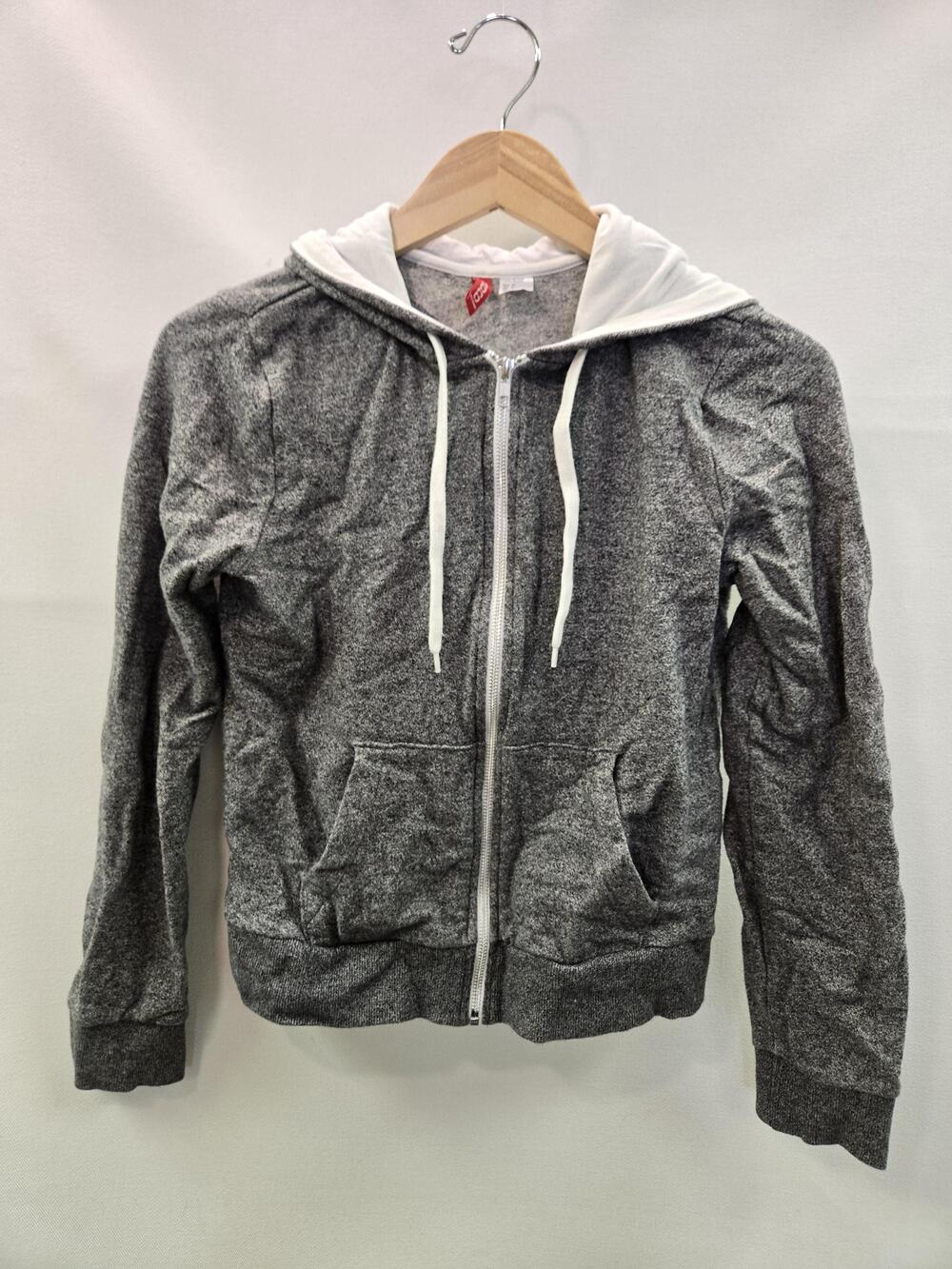 H&M Divided Hoodie Womens 8 Gray Full Zip Sweatshirt Cotton Pockets Jacket
